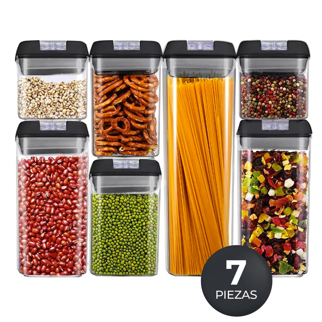 SET DE 7 CONTENEDORES HERMÉTICOS DE COCINA ENVASES ALIMENTOS