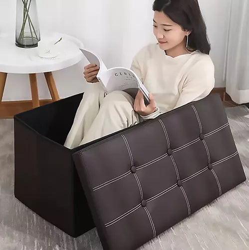 Taburete Plegable Y Almacenable Puff Baul Organizador 76cm
