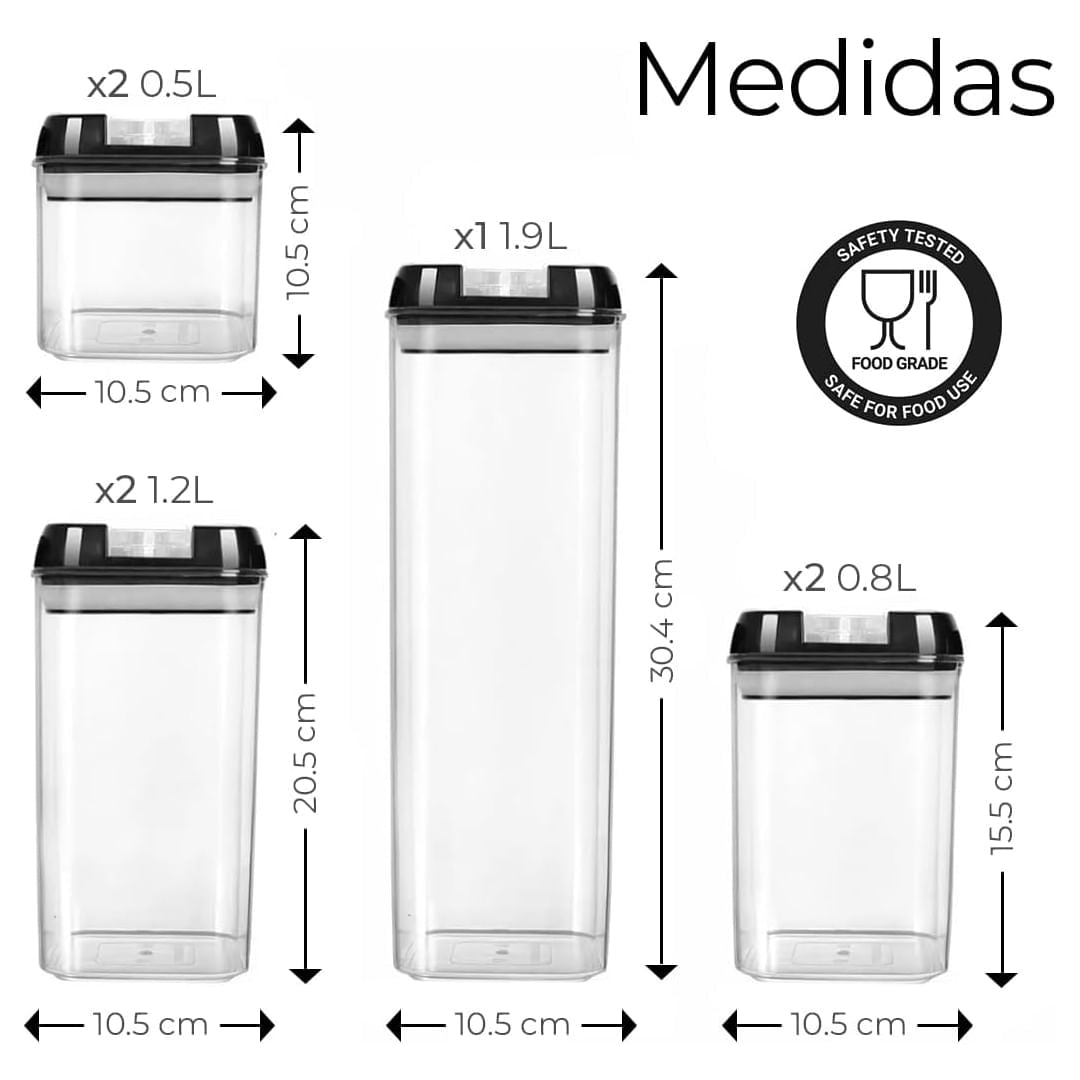 SET DE 7 CONTENEDORES HERMÉTICOS DE COCINA ENVASES ALIMENTOS