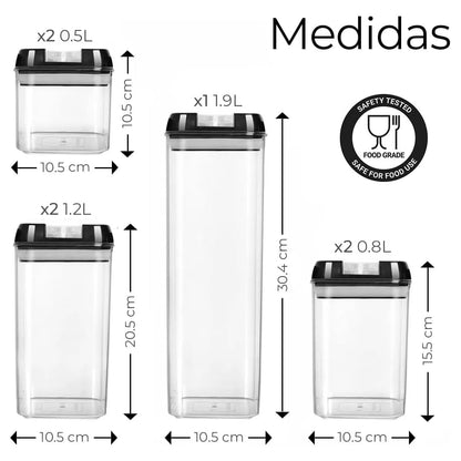 SET DE 7 CONTENEDORES HERMÉTICOS DE COCINA ENVASES ALIMENTOS