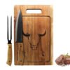SET PARRILLERO TABLA + PINZAS + CUCHILLO WAYU PROFESIONAL