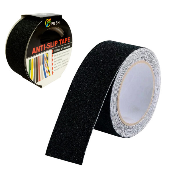 CINTA ADHESIVA ANTIDESLIZANTE NEGRO 50MM X 5 MTS