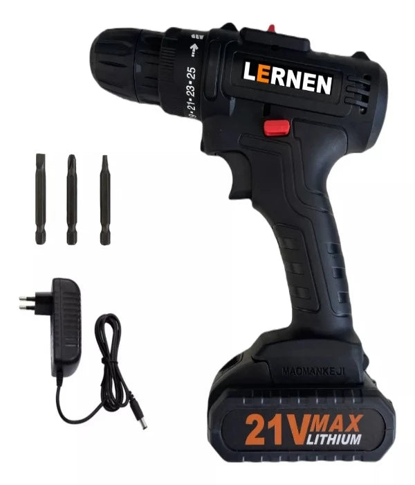 Taladro Destornillador Inalámbrico 21v Con Brocas