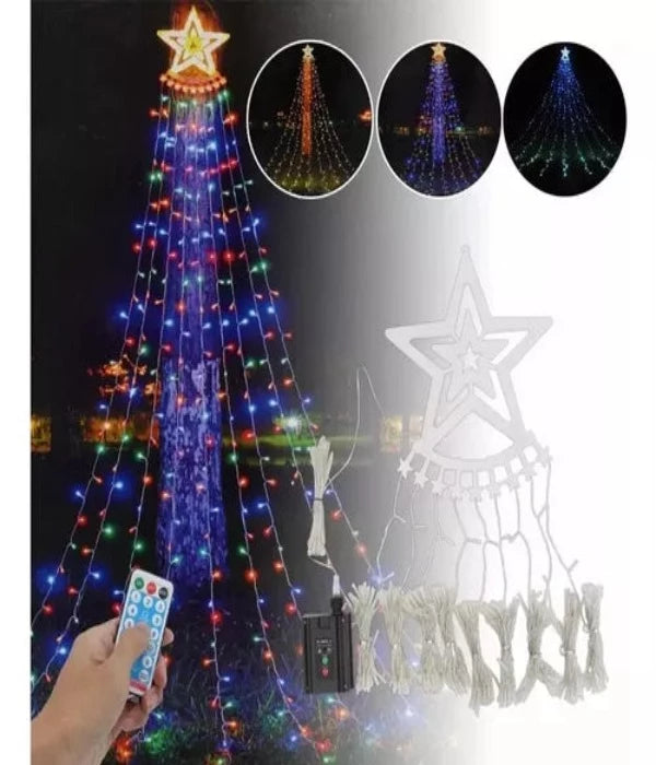 Luz Cortina Solar Arbol De Navidad Estrella Guirnalda Luces Color De Las Luces Multicolor