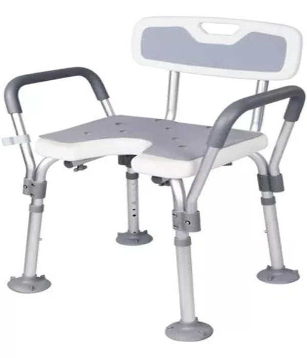 Silla De Ducha Ajustable Con Respaldo Y Reposabrazo