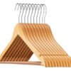 Colgadores De Ropa Madera Set 10 Ganchos Antideslizantes