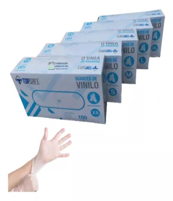 Guantes De Vinilo Xs-s-m-l-xl Caja De 100 Unidades