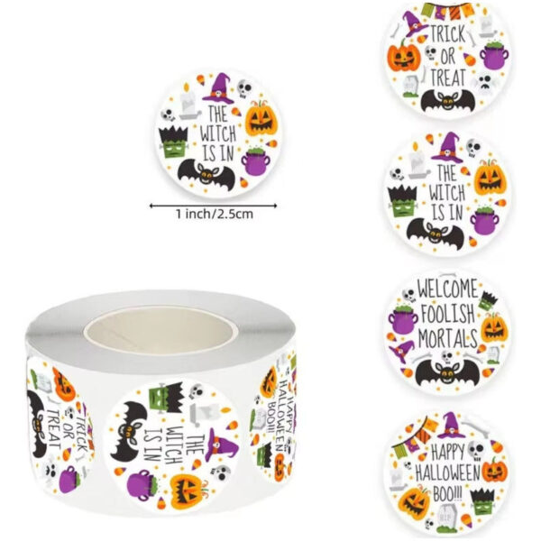 Rodillo De 500 Pegatinas Halloween, Pegatinas Impermeables