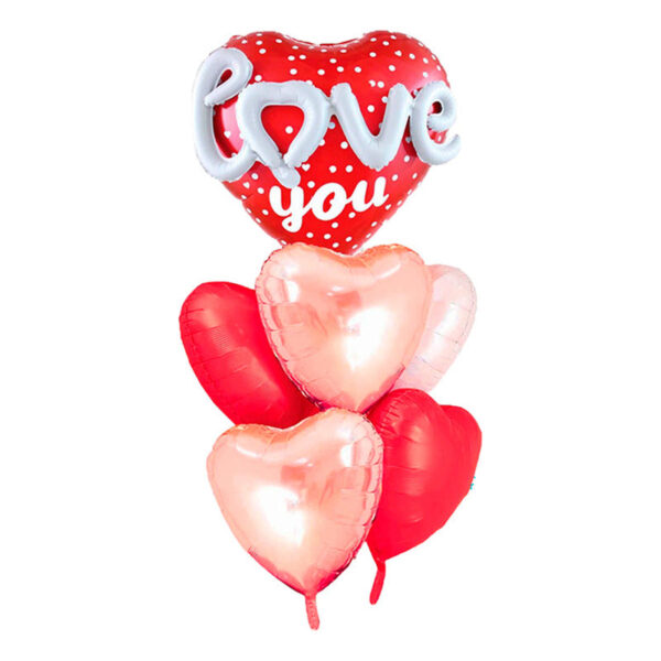 Set De Globos Metalicos Corazones Love You, San Valentín