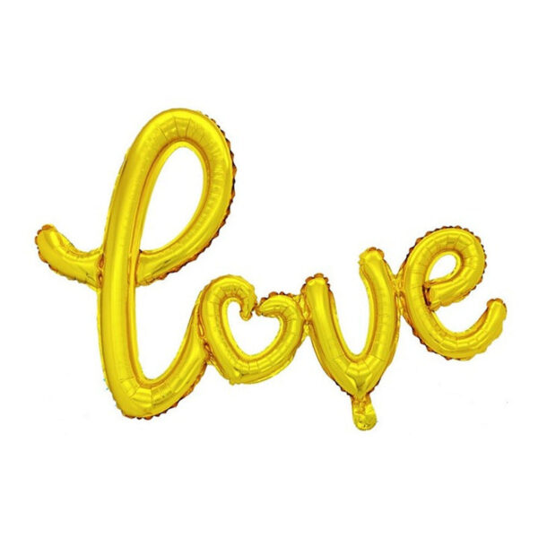 Globo Letra Cursivas Frase Love,color Rojo Ó Dorado 41x103cm