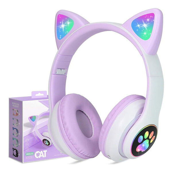 Audifonos Inalambricos Gatos Led Niña Bluetooth 5.0