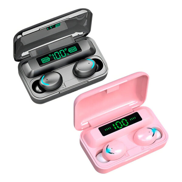 Kit De 2 Auriculares Bluetooth 5.3 F9-5, Color Negro Y Rosa, Negro Y Azul Claro