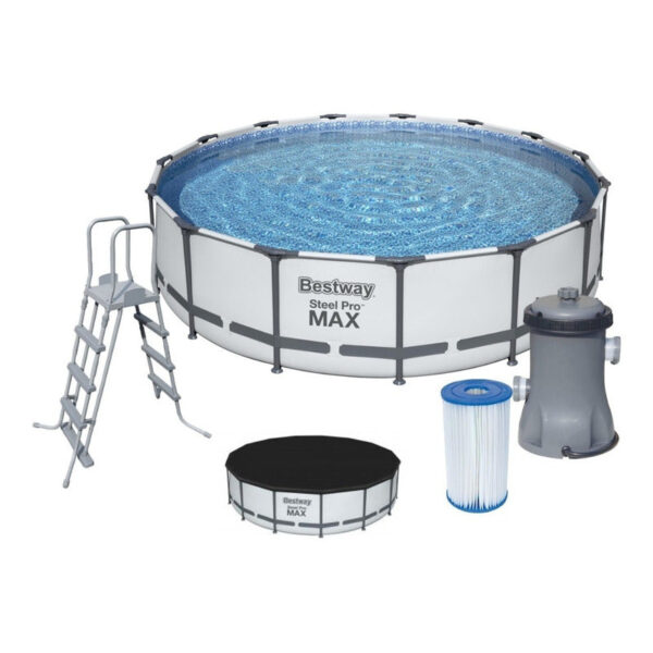 Piscina Estructural Bestway Steel Pro Max Con Capacidad De 14970 Litros De 457cm De Diámetro Gris Diseño Liso