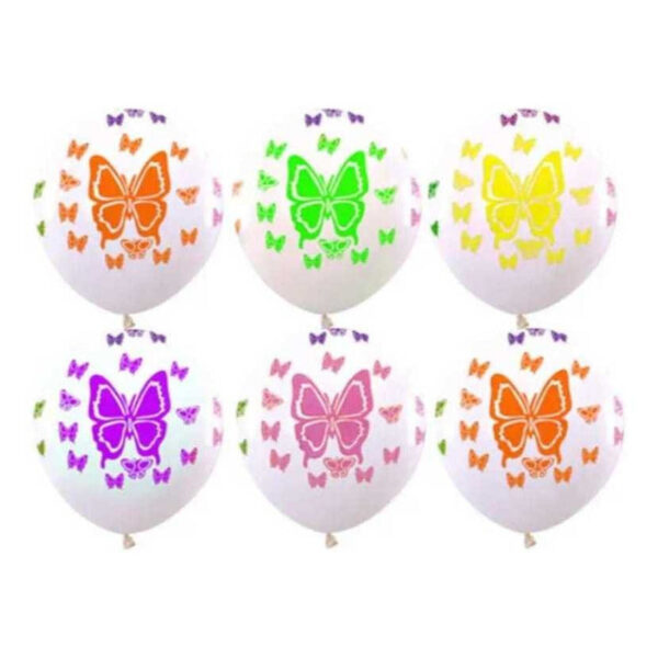 Set De 12 Globos Látex Mariposa  Y Pelota De Fútbol