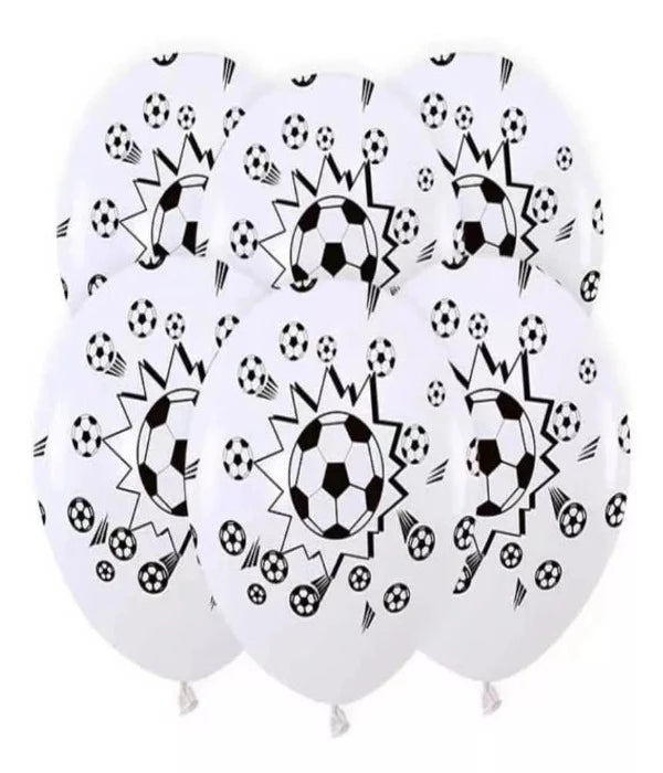 Set De 12 Globos Látex Mariposa Y Pelota De Fútbol