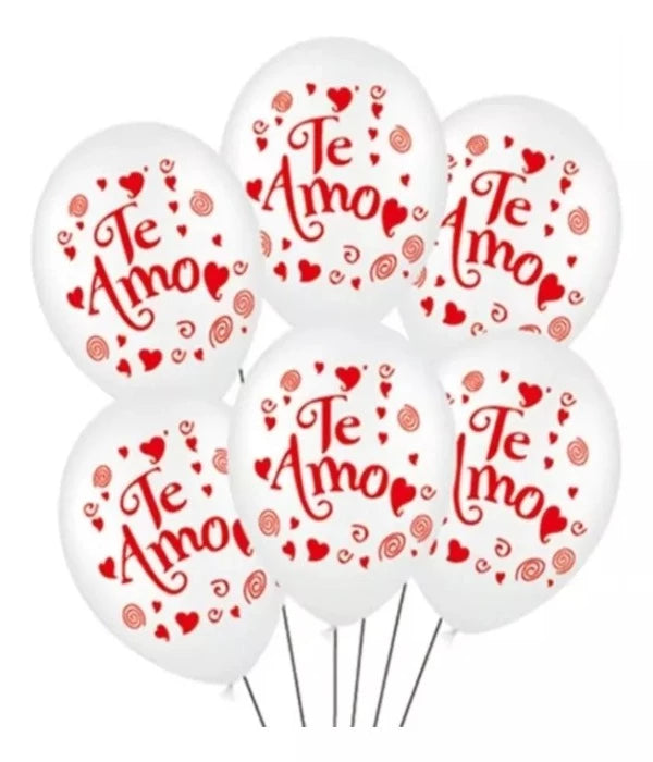 Pack De 18 Globos Látex Estampados Diseños Del Día Del Amor.