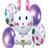 Set De Globos Metalizados Conejo De Pascua 5 Piezas.