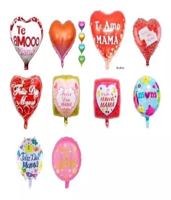 Pack 12 Uni De Globos Metálicos Día De Las Madres C/varillas