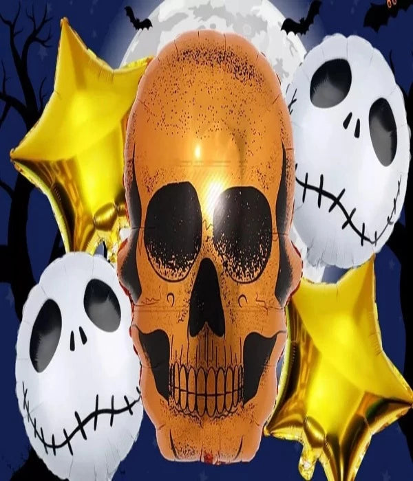 Set De Globos Metalizados Diseño Halloween 5 Piezas.