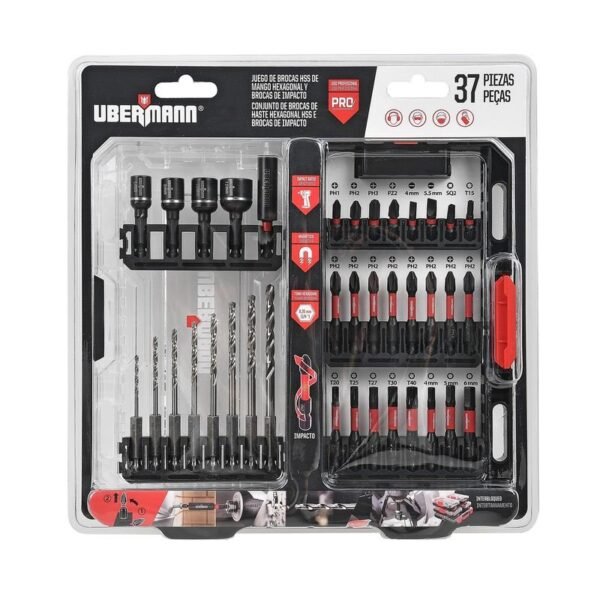 Brocas Ubermann, Set 37 Piezas, Metal.