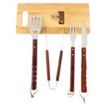 Kit de herramientas para asado 4 piezas con tabla